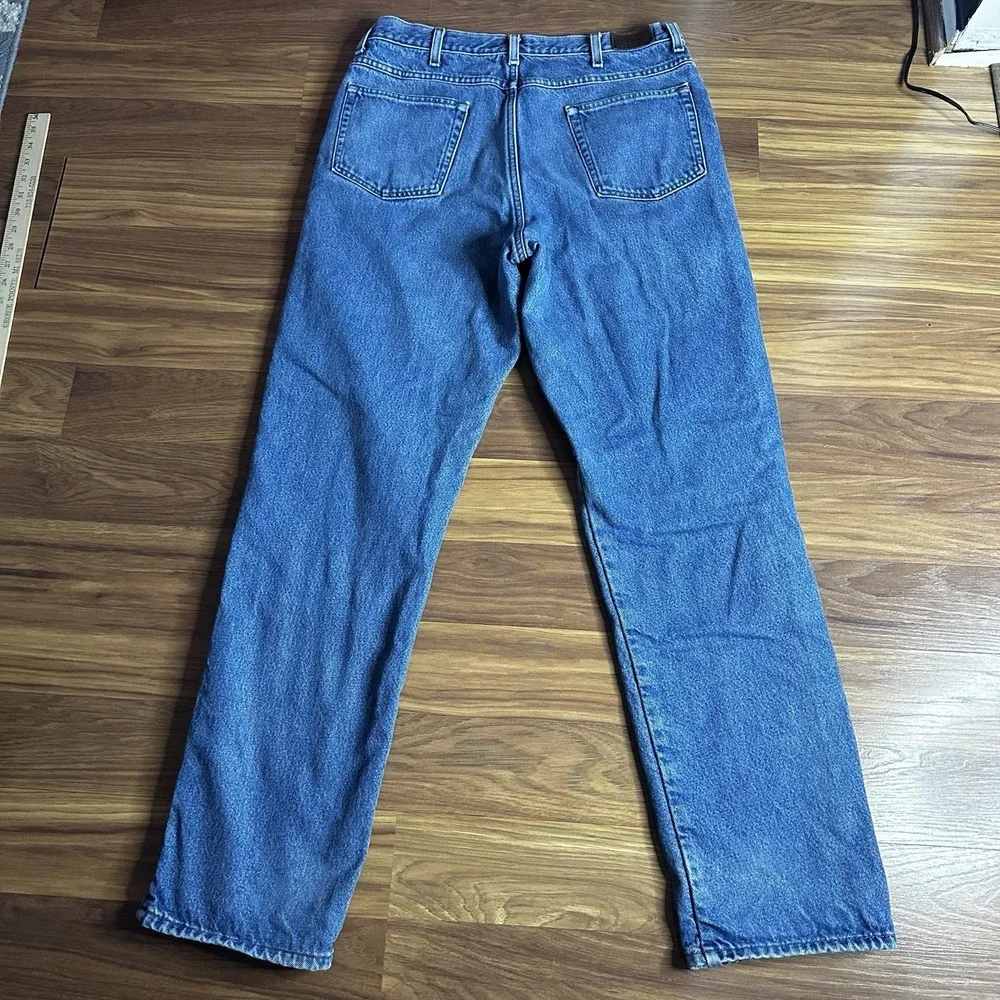 LL Bean Flannel Lined Jeans Mens 34x34 Blue Classic Fit Straight Leg Denim